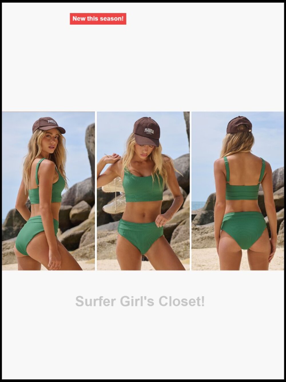 High Waisted 2 Piece Bikini Set Tummy Control Swimwear Adjustable Straps - Picture 7 of 7